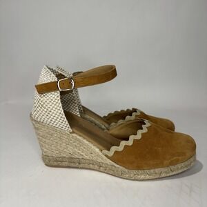 Paseart Suede Leather Esparille Wedge Shoes Made In Spain Size 40  (7.5 uS)